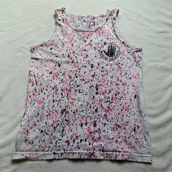 Other - Body Glove 100% Cotton White Black & Pink Splatter Tie Dye Men’s Tank Top